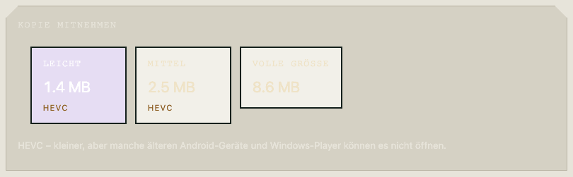 Die HEVC-Kennzeichnung auf den kleineren Stufen