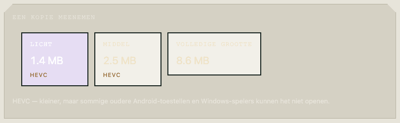 De HEVC-markering op de kleinere niveaus