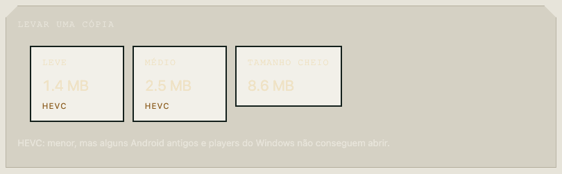 Escolhendo um tamanho antes de levar uma cópia